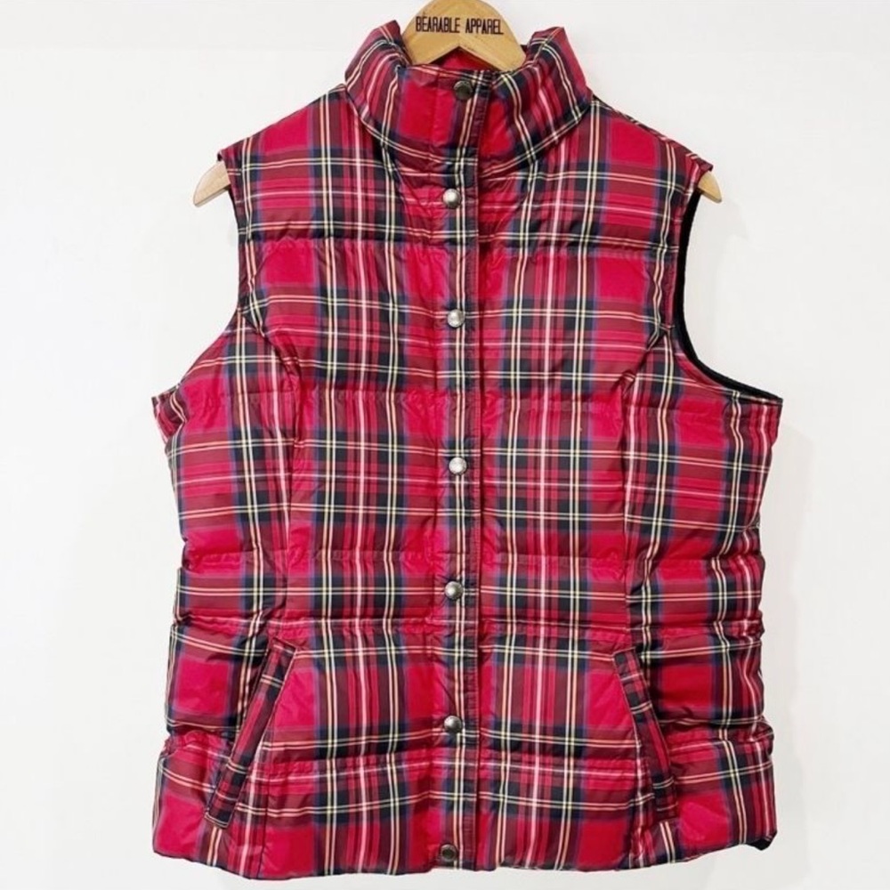 Lands End‎ Tartan Plaid Down Vest Size XS 2-4